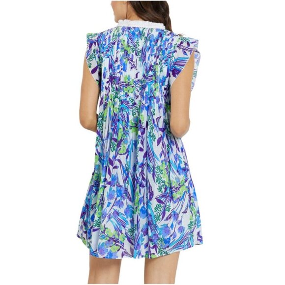 Jude Connally Larissa Dress M NWT Floral Print Ruffle Sleeves Swing Resort - Picture 2 of 7